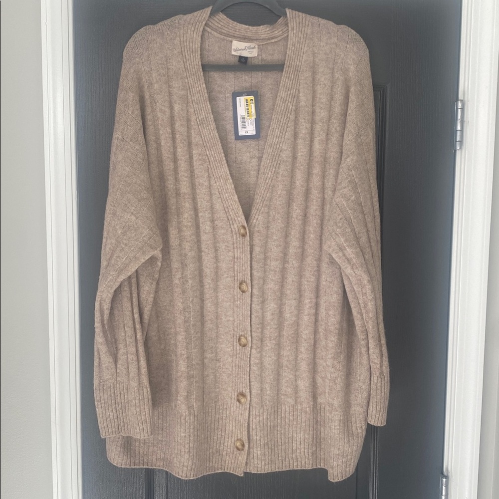 Universal Thread Ribbed Oversized Cardigan - Oatmeal Taupe - NWT 1X